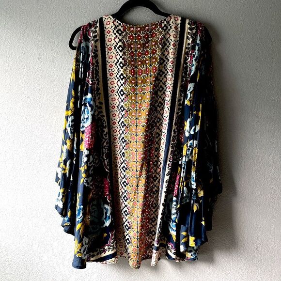 Angie Boho Floral Kimono Open Front Cardigan Duster Size Medium - Picture 3 of 5